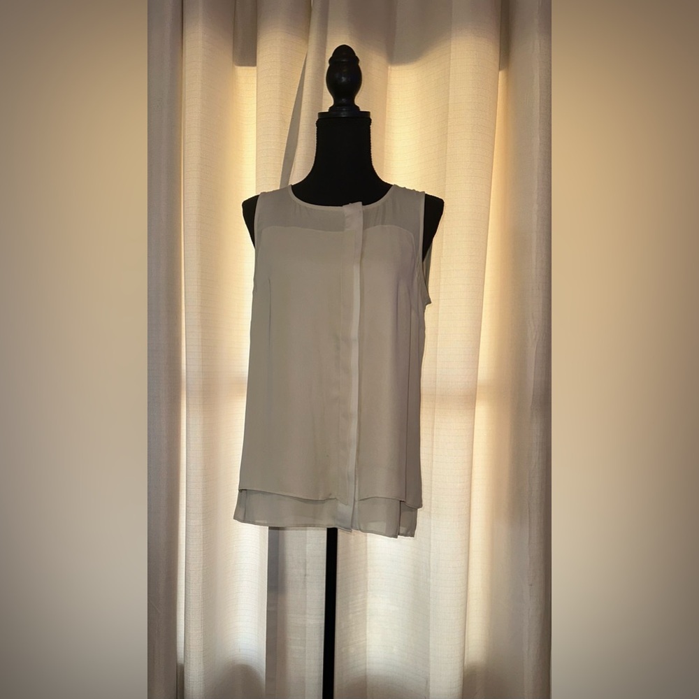 Ann Taylor Cream Sleeveless Blouse